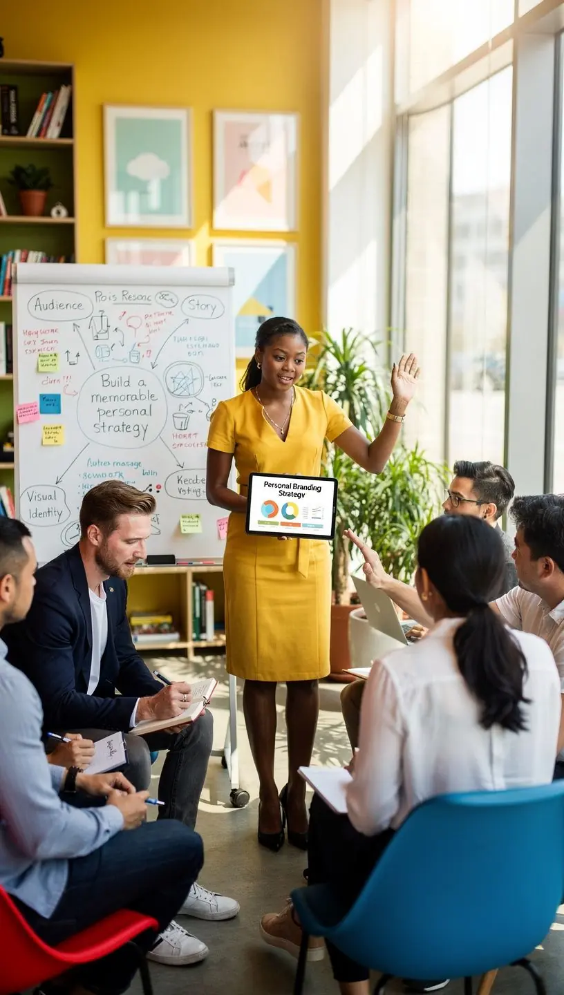 Tablica z planem działania i celami dotyczącymi wzmacniania wizerunku eksperta na rynku.